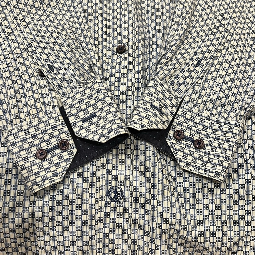 Bugatchi Large Blue Box Patterned Button Down Shi… - image 4